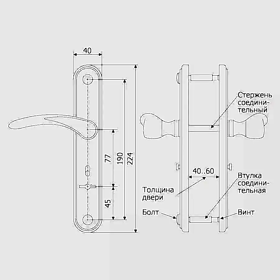 Ручка Guardian (Гардиан) дверная 4131 Вега (черный муар) /124:1:84(9005)/ 