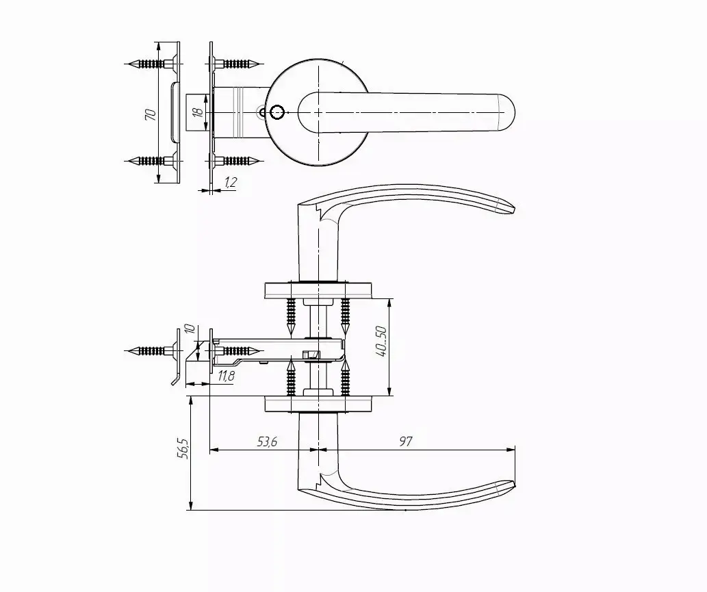Защелка Zenit (Зенит) ЗЩ2 (бронза) 