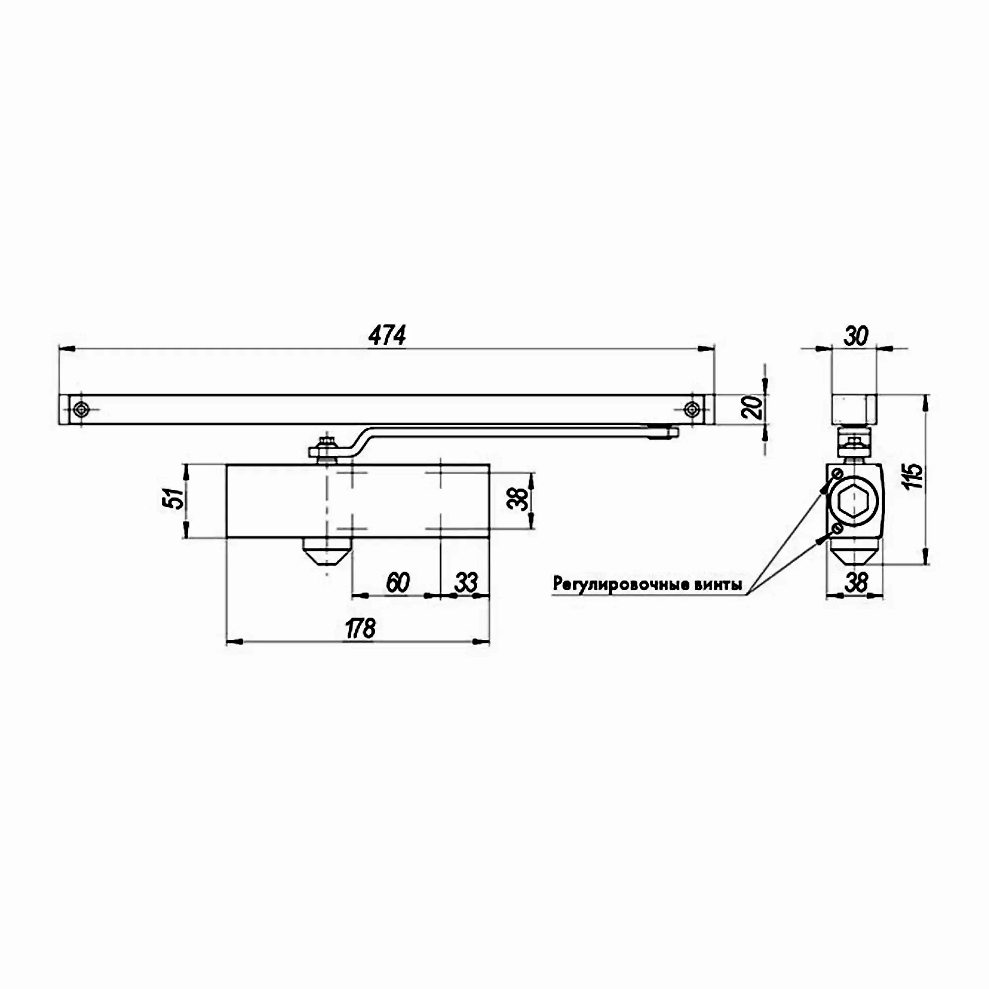 Доводчик Armadillo (Армадилло) дверной со скользящей тягой DCSLIDER85 (DCS-85) BR (коричневый) 