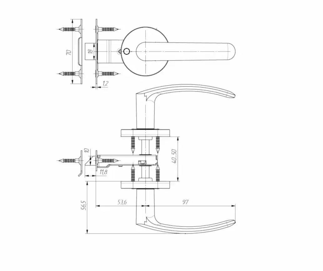 Защелка Zenit (Зенит) ЗЩ2 (медь) 